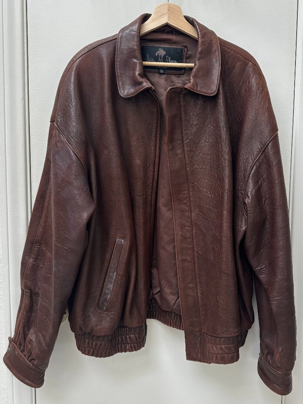Vintage Brown Leather Bomber Jacket XXLT